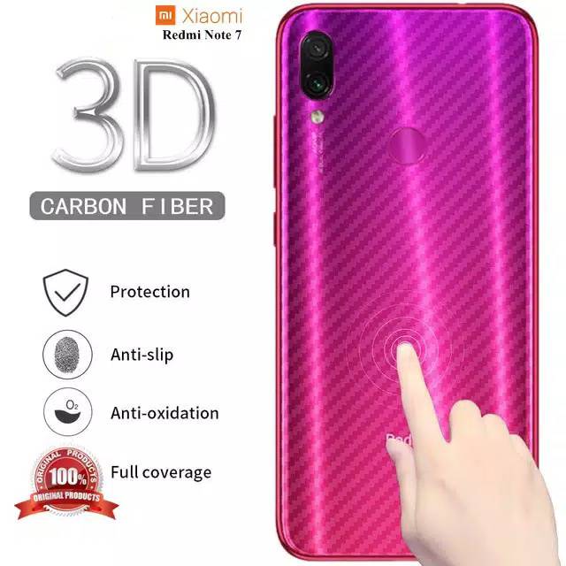 (2 in 1) tempered glass 5d full + skin carbon redminote 7/7pro/9/9pro