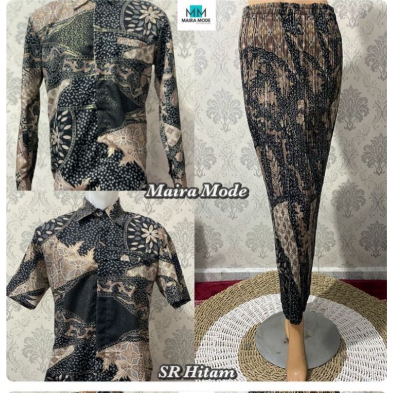 Permata Olshop / Couple Batik Modern / Couple Baju Lamaran / Baju Kondangan Serimpit Rok dan Kemeja Batik