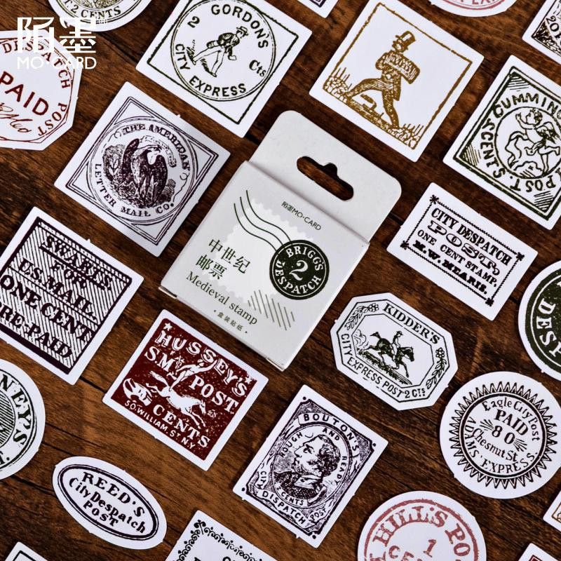 

45 Pcs Sticker Box Motif Medieval Stamp Untuk Jurnal DIY Scrapbook--MS0206