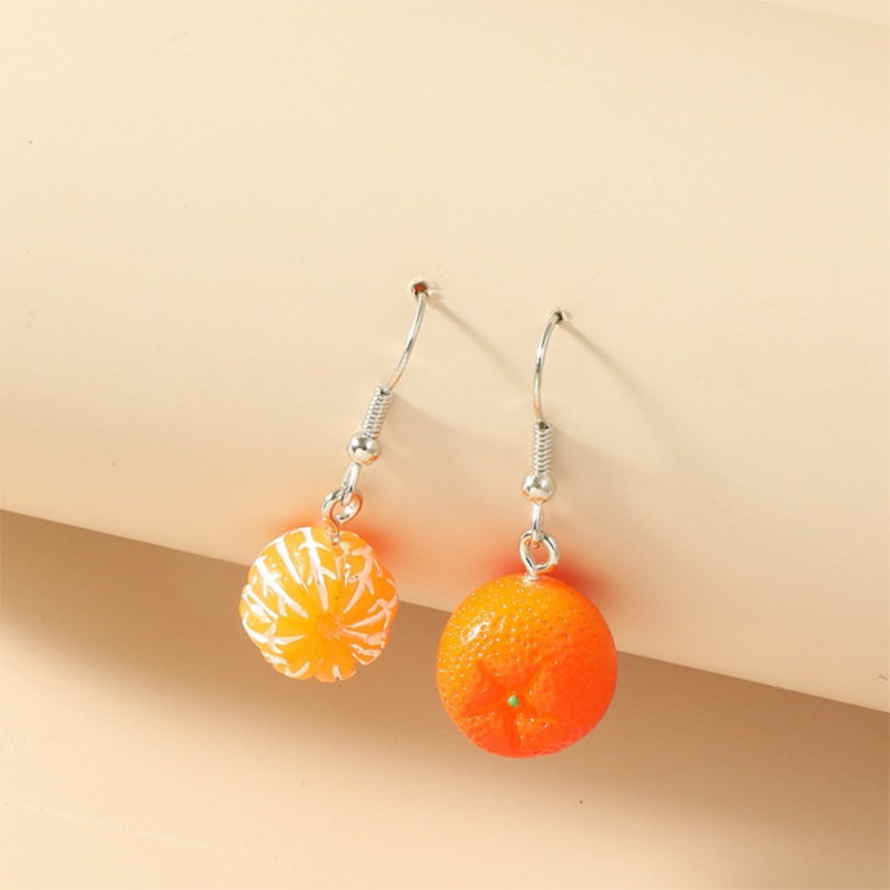 Anting Gantung Panjang Model Buah Jeruk Bahan Resin Untuk Wanita