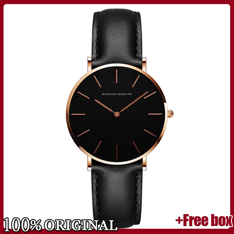 Jam Tangan Wanita Sangat tipis Hannah Martin 100% Original Cewek Quartz jam tangan couple kulit