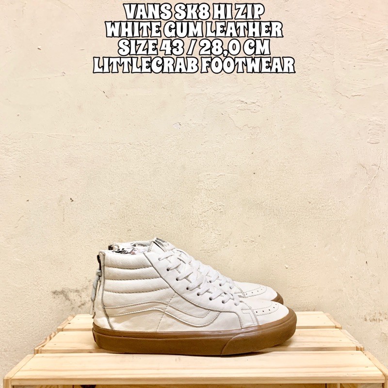 white leather high top vans