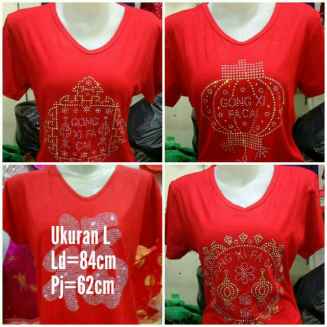 Blouse Kaos Spandek Merah Imlek Sincia