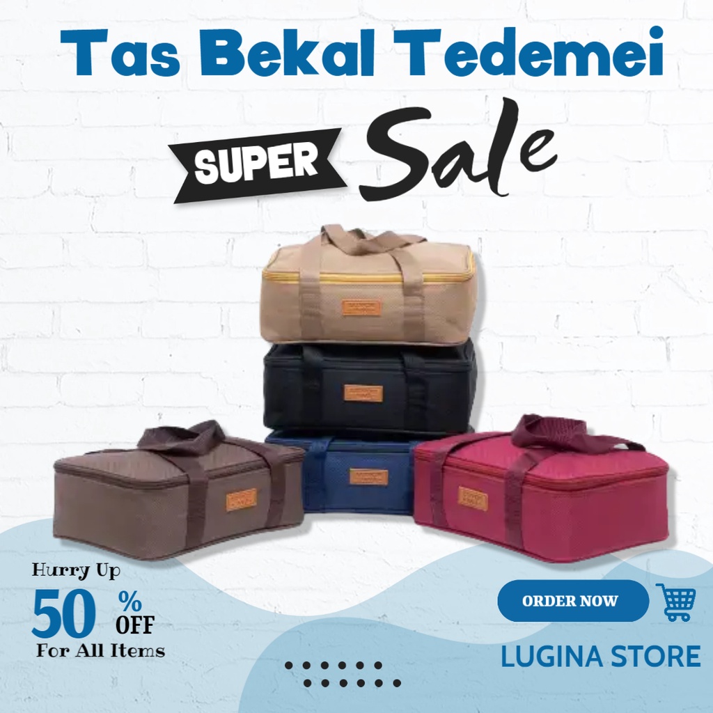 Lunch bag Aluminium Foil Tas Bekal Polos Tas Kotak Makanan Lunch box set Tempat Kotak Makan Besar Ta