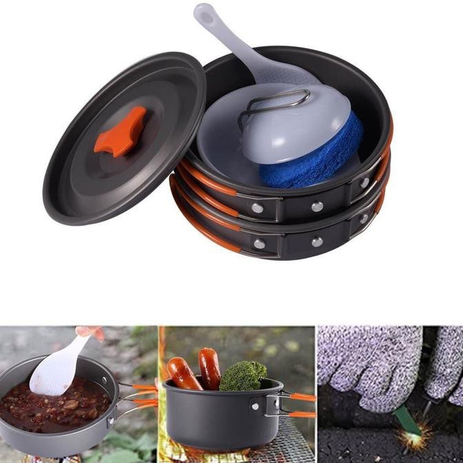 Alat Masak Panci Kemping Gunung. Cooking Set DS-200 Camping Nesting 1-2 Person Outdoor