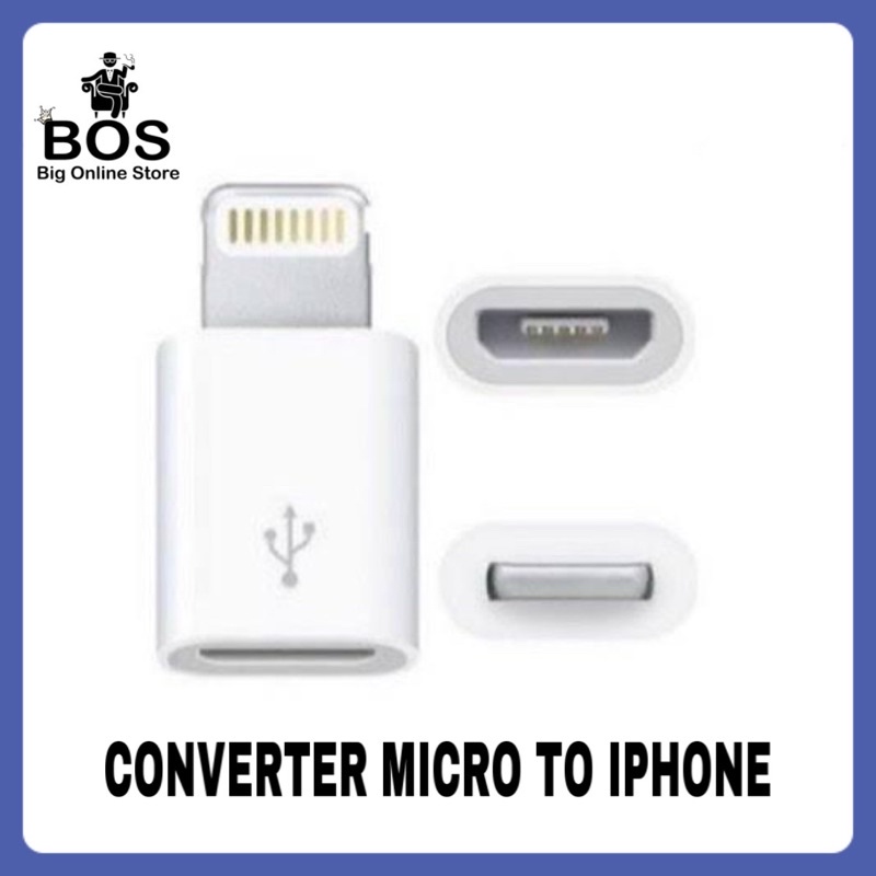 BOS - Sambungan Cas Kabel (Micro To Type C) / (V8 Ke Iphon / Lightning) | Konector / Converter Charger