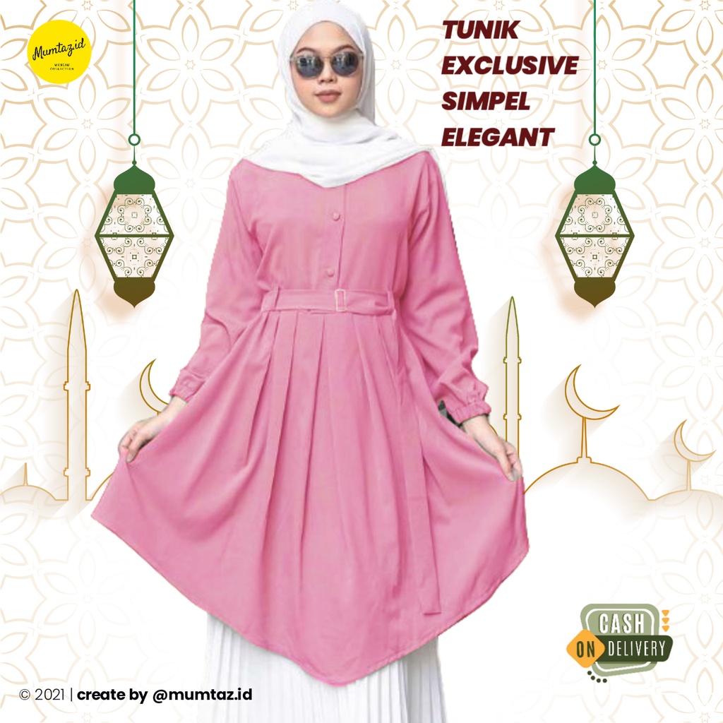 Baju Long Dress Kemeja Tunik Wanita Muslim Jumbo Terbaru 2022 Kekinian Polos
