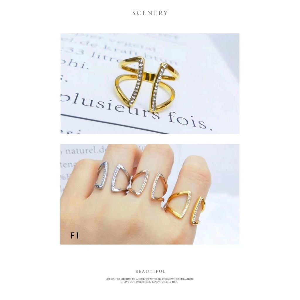 Cincin Titanium Permata Perhiasan Fashion F1-6
