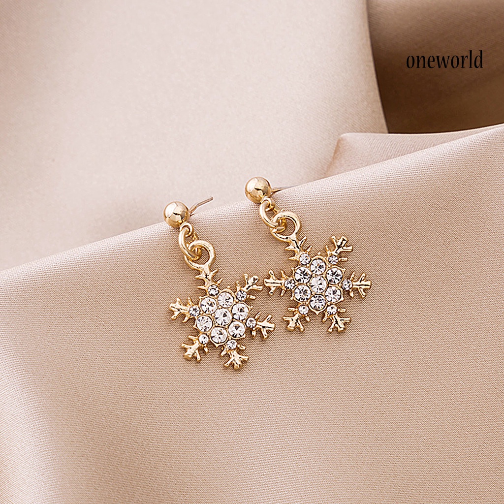 OW# Women Elegant Snowflake Shape Zircon Pendant Ear Stud Earring Jewelry Accessory