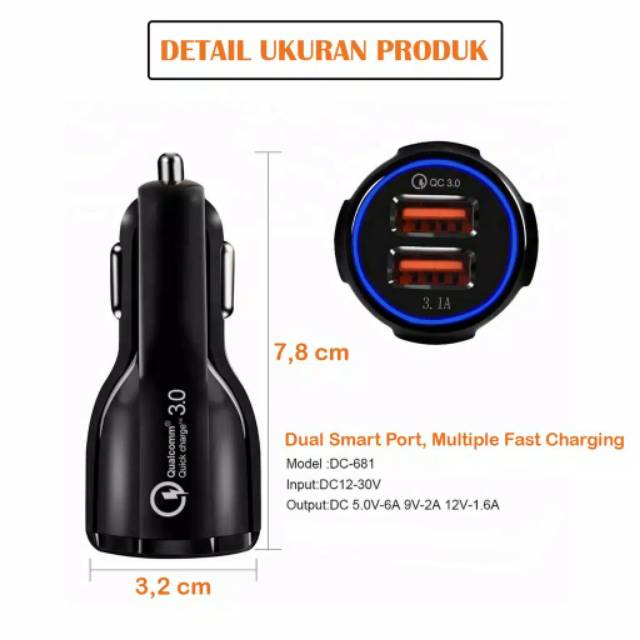 Charger mobil dual usb