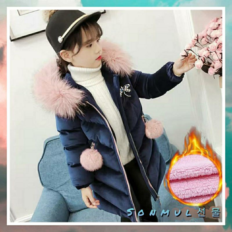 READY INDONESIA KIDS GIRL VELVET WINTER COAT IMPORT JAKET MANTEL MUSIM DINGIN ANAK PEREMPUAN