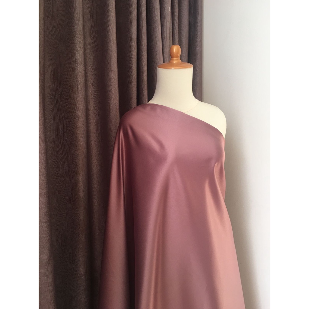 Bahan Kain Satin Velvet Premium Warna Rose Bronze Terracota Terakota Furing Kebaya Bridesmaid