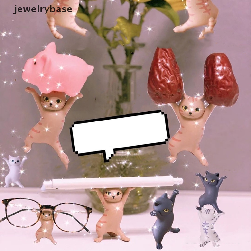 (jewelrybase) Stand holder Pulpen / stationery Desain Kucing Lucu Untuk Meja