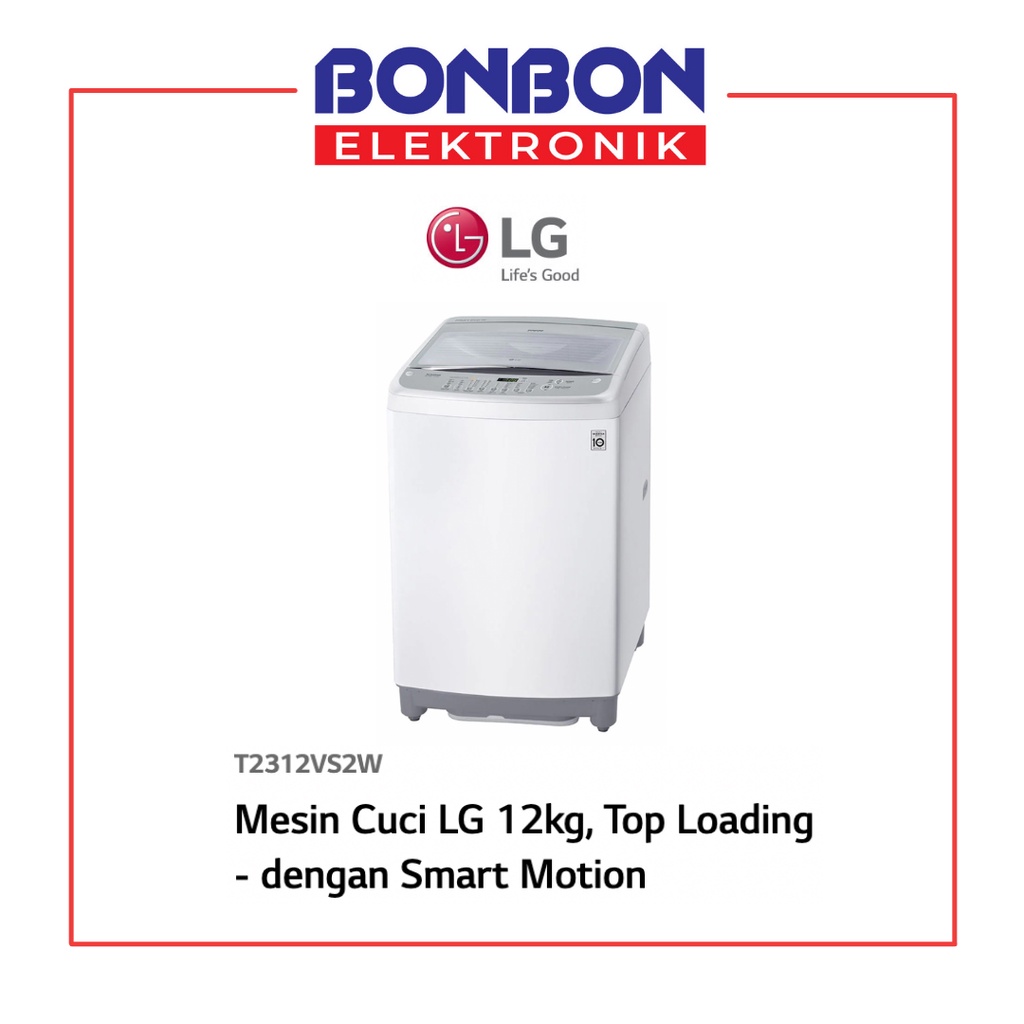 LG Mesin Cuci 1 Tabung 12KG T 2312 VS2W / T2312VS2W / 2312VS2W Smart Inverter