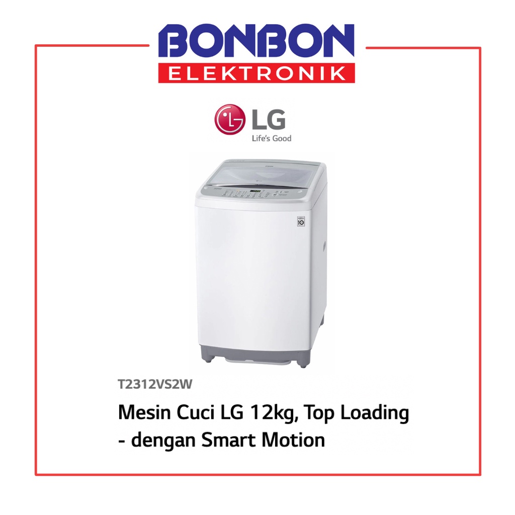 LG Mesin Cuci 1 Tabung 12KG T 2312 VS2W / T2312VS2W / 2312VS2W Smart Inverter