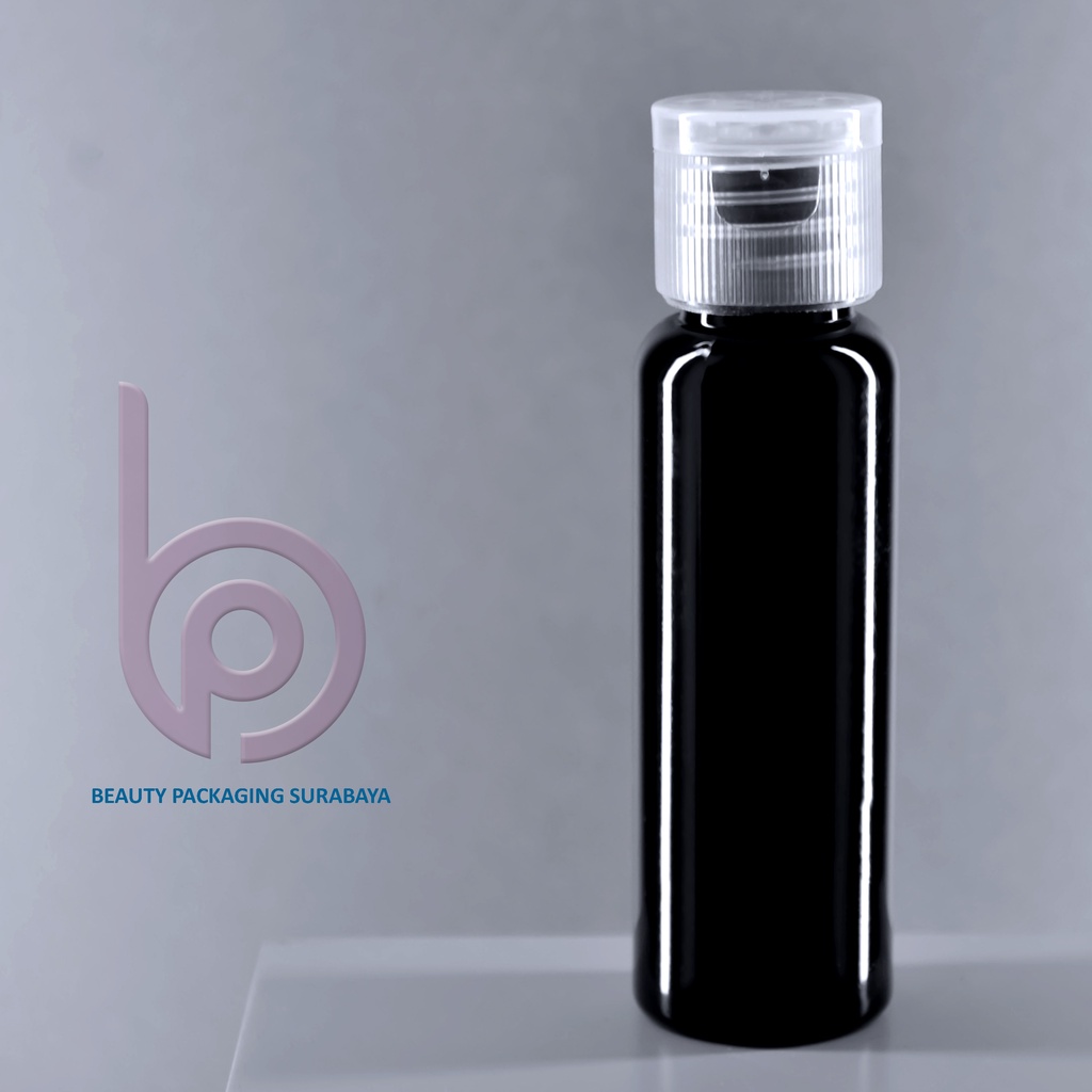 Botol Plastik PET 27ml BR Hitam Tutup Fliptop