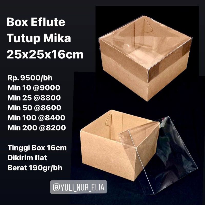 Box Eflute Tutup Mika 25x25x16cm