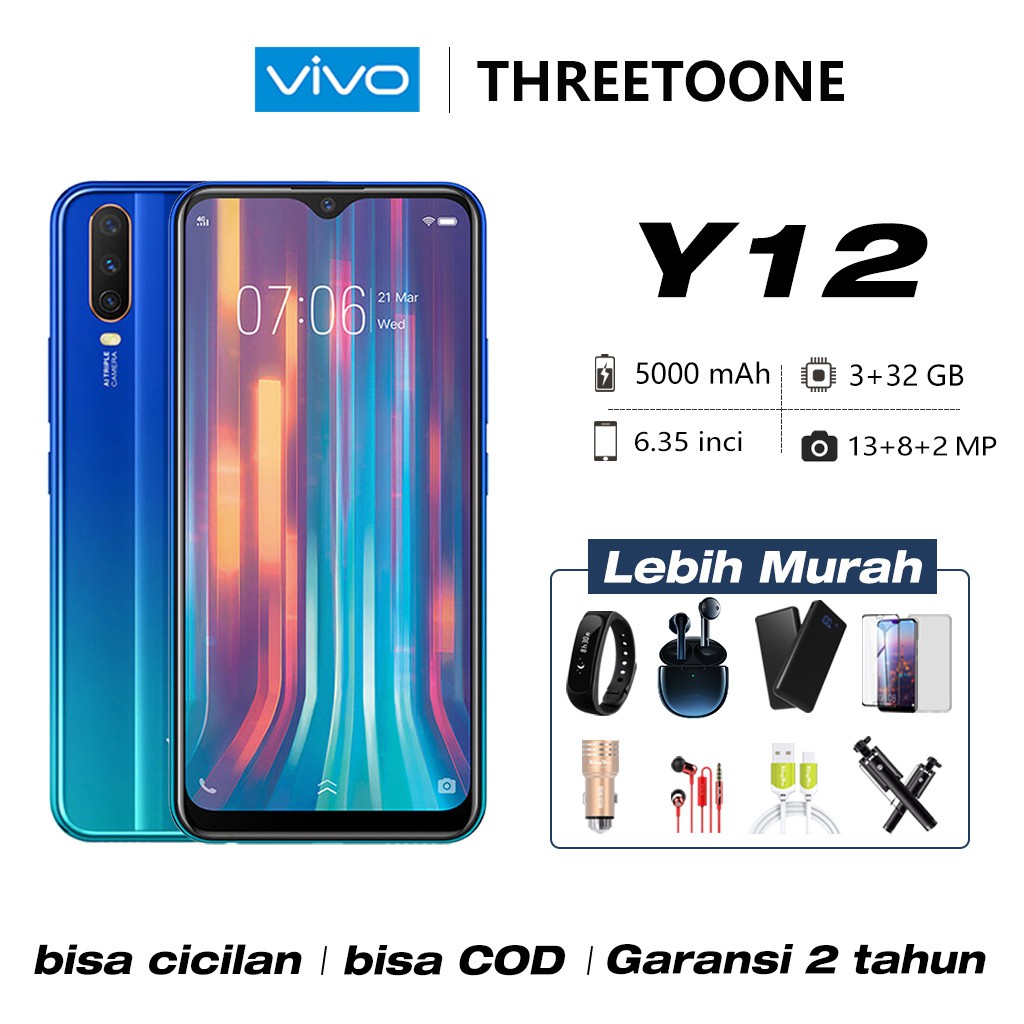 Vivo Y12 y12i RAM 3GB ROM 32GB/64GB 5000mAh Triple