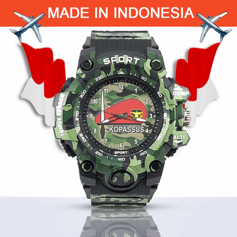 {Istimewa} Jam Tangan BARET MERAH KOPASUS (TNI) -Hitam Army Water Resistant