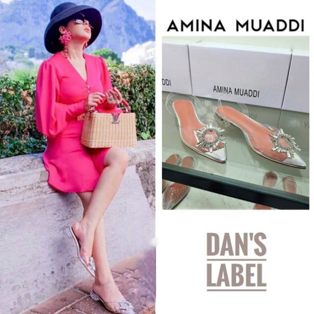 Sandal wanita/amina muaddi/premium quality/silver/38/39