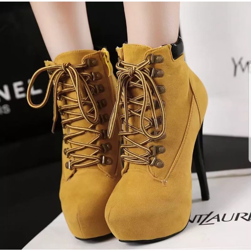 jual sepatu boot helg Heels tali bahan saede RF 20 bagus buat manggung