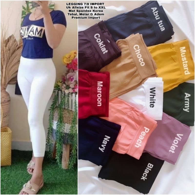 Celana Legging Pendek Wanita 7/8 Import
