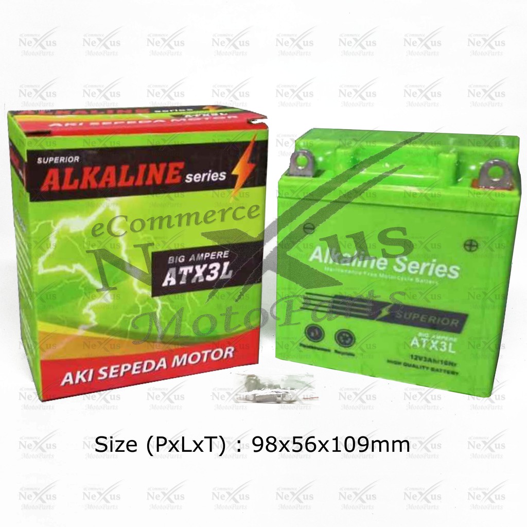 Aki Motor Grandcell Alkaline ATX3L GM3 GM3-3B YB3L YB3L-A YB3L-B ATX3F 12V 3Ah RXK RX King NSR