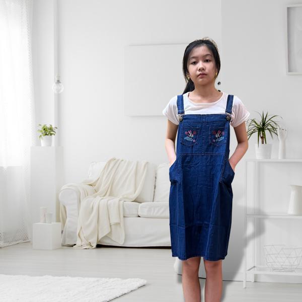 Baju Kodok Overall Jeans Anak Perempuan Remaja Umur 6-12 Tahun