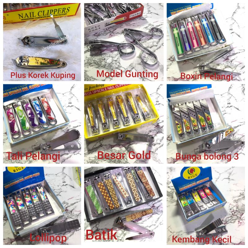 Gunting Kuku Motif Miring Lurus Besar Kecil Sedang Nail Clipper