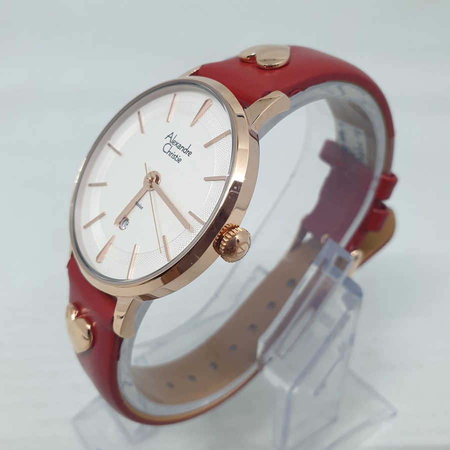 Alexandre Christie Ac2774 Rosegold Red, Jam Tangan Wanita,Original