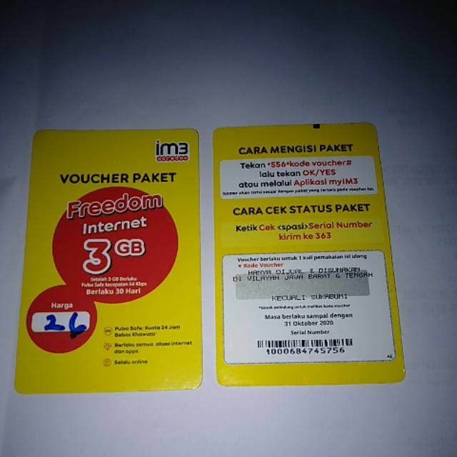 Voucher Indosat 4Gb Freedom 30h 24.000