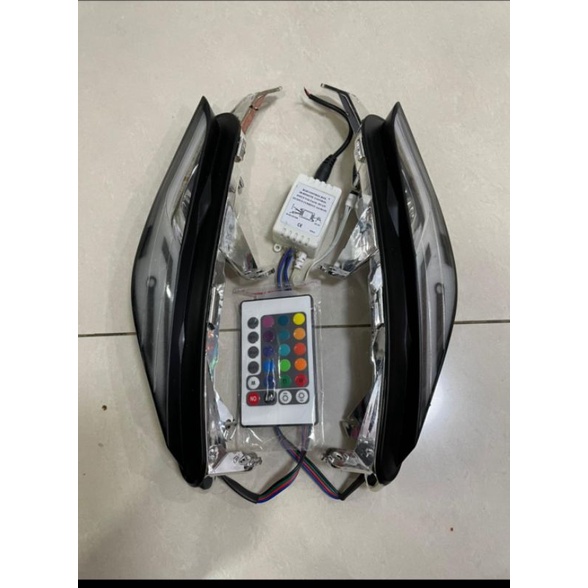 lampu sen depan jupiter mx 135 new double disk model led bisa ganti warna pakai remote