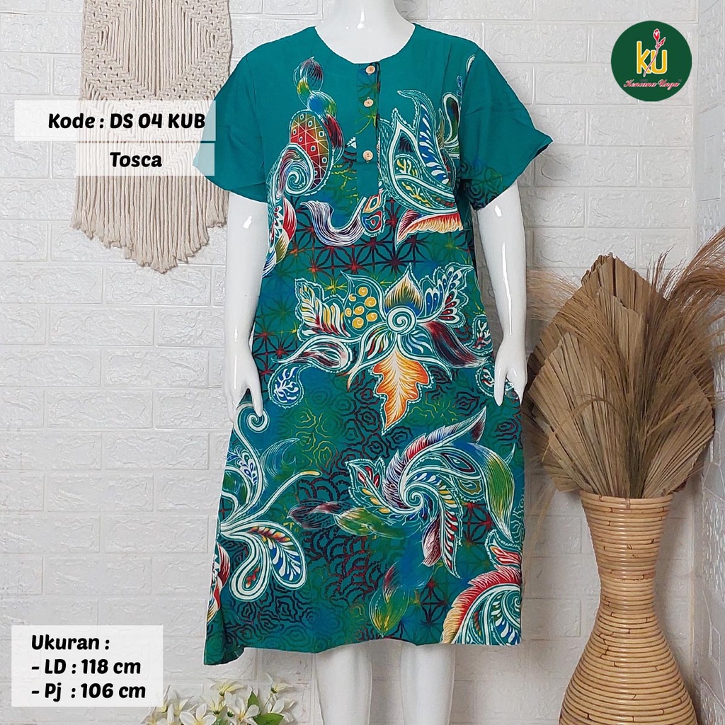 COD DS04 KUB | Daster Batik Kencana Ungu Asli Label Biru Uk. Jumbo LD 120 cm | Baju Santai Tidur Wanita Dewasa Kancing Depan Busui Friendly Motif Terbaru-5
