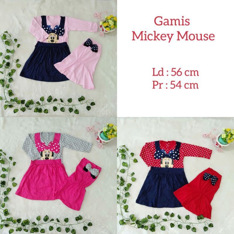 Gamis Bayi Mini Mouse Umur 6 9 12 15 18 24 bulan dengan jilbab lucu