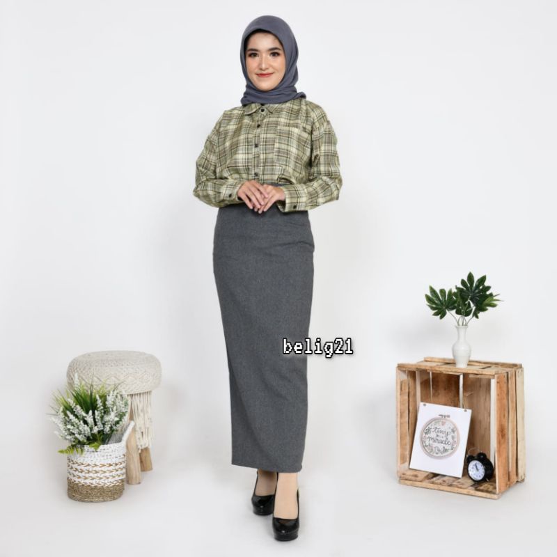 Rok Kerja Panjang Hitam Span Biron Kipas Bahan Formal Kantor / Rok Panjang / Rok Span / Rok Wanita