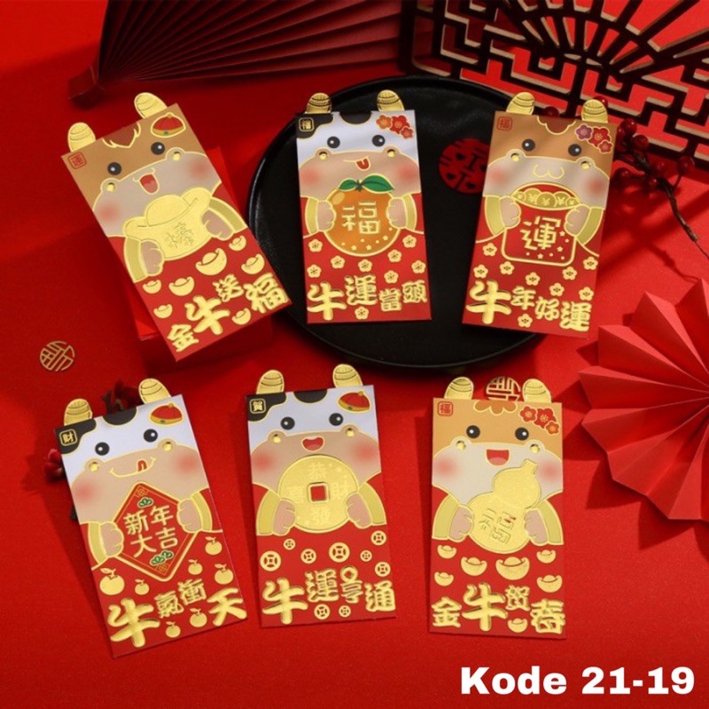 

6pcs Angpao Lucu shio Sapi Kerbau Imlek Sincia kode KUPING 3D