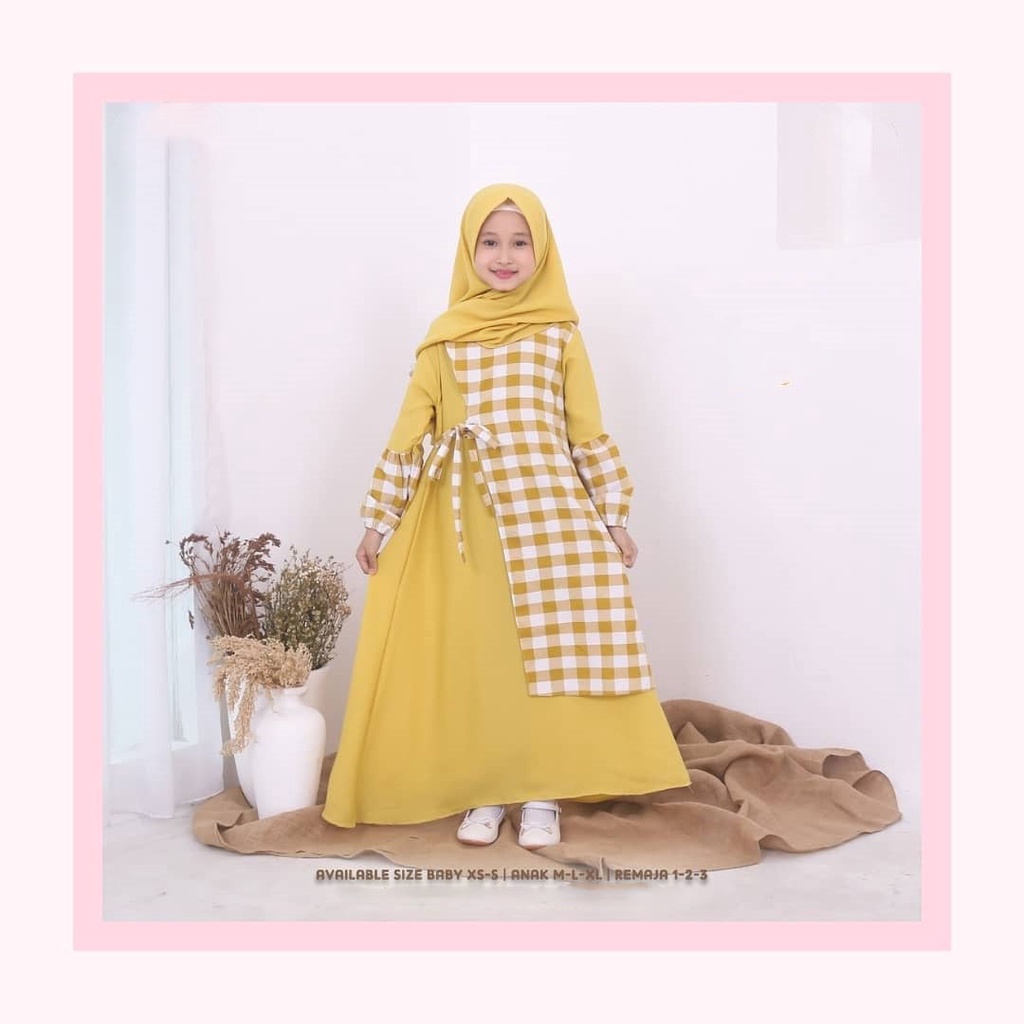 Gamis Anak Usia 8-12 Tahun Rabya kids free hijab Model Gamis Anak Terbaru 2021 Kekinian