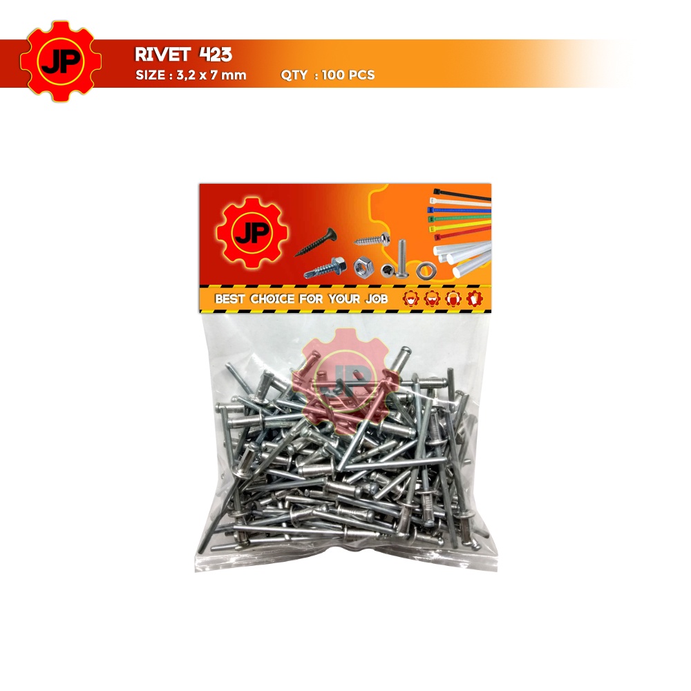 PAKU RIVET 423 - 3.2 X 7 MM BLIND RIPET RIFET TEMBAK ALUMINIUM 100 PCS