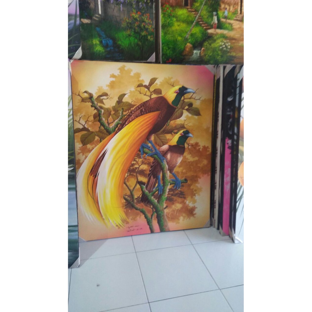 Lukisan Kanvas Burung Cendrawasih Shopee Indonesia
