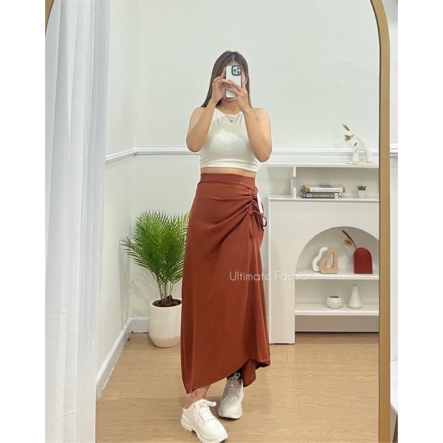 Rok Serut Tamara Casual Korean Look Crinkle Premium Skirt Kekinian Terbaru
