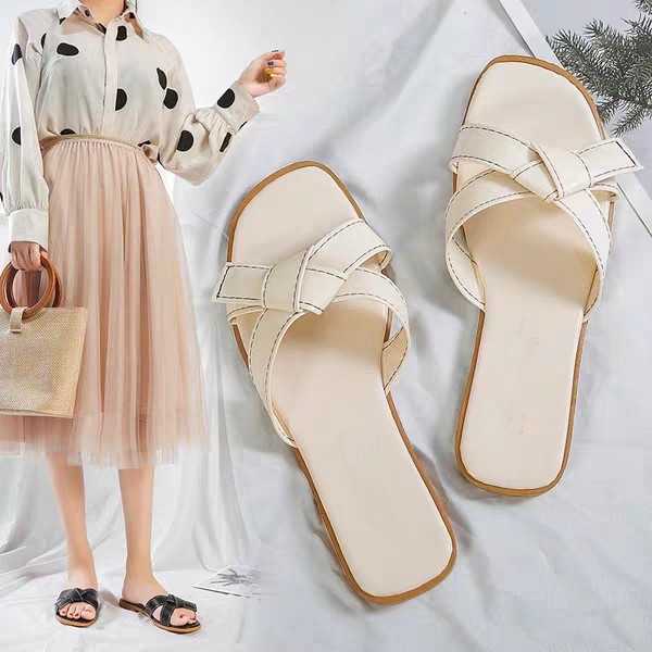 Sepatudari Karin Sandal selop wanita dengan simpul silang KR SDF039