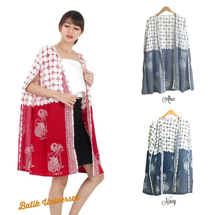 Cape Batik Wayang. Outer Batik Modern.Batik Kerja Wanita Blazer -Warna