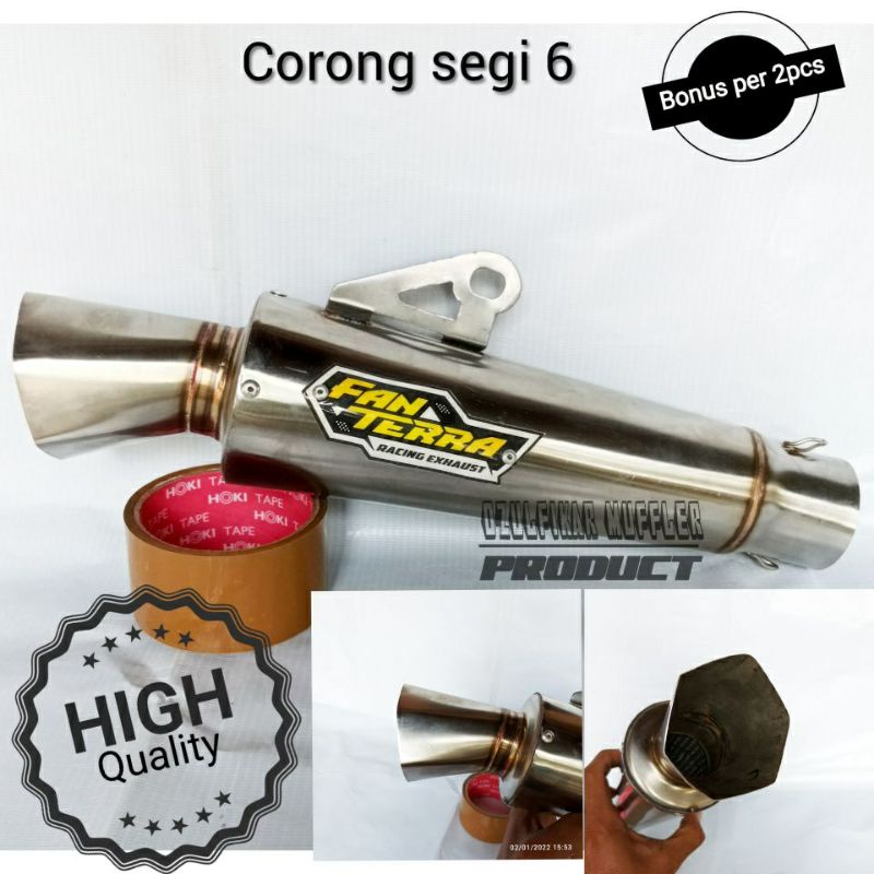 Slincer Knalpot DPJ Sarangan Setengah Separo Suara Helikopter Jigsaw Silincer slincer tabung knalpot jigsaw jiksaw fantera fanterra pantera stainles sarangan setengah-FANTERA CORONG SEGI6