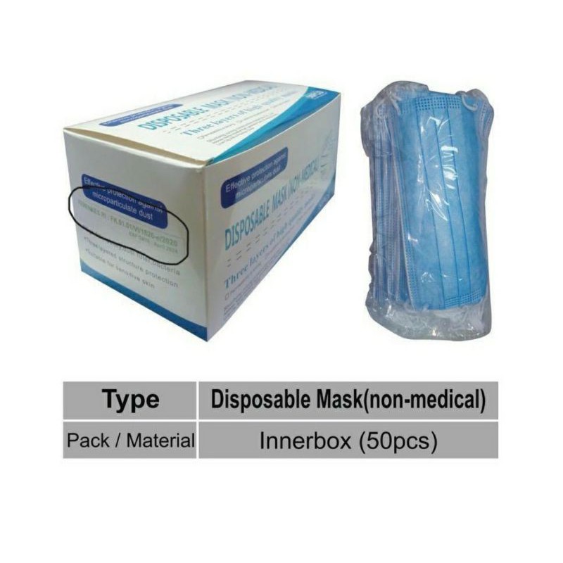 TERMURAH!Disposable Mask 3 PLY 50 PCS! masker anti virus