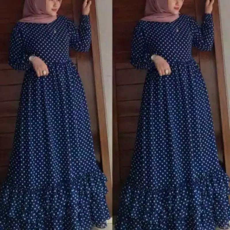 Baju Muslim Wanita gamis dress ATHENA POLKADOT murah &amp; berkualitas