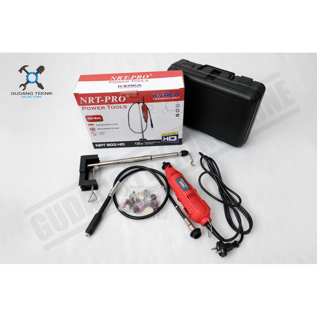 NRT PRO 903 HD - Mini Grinder set 40pcs / Mesin Mini Gerinda / Bor Cun Tuner NRT 903HD