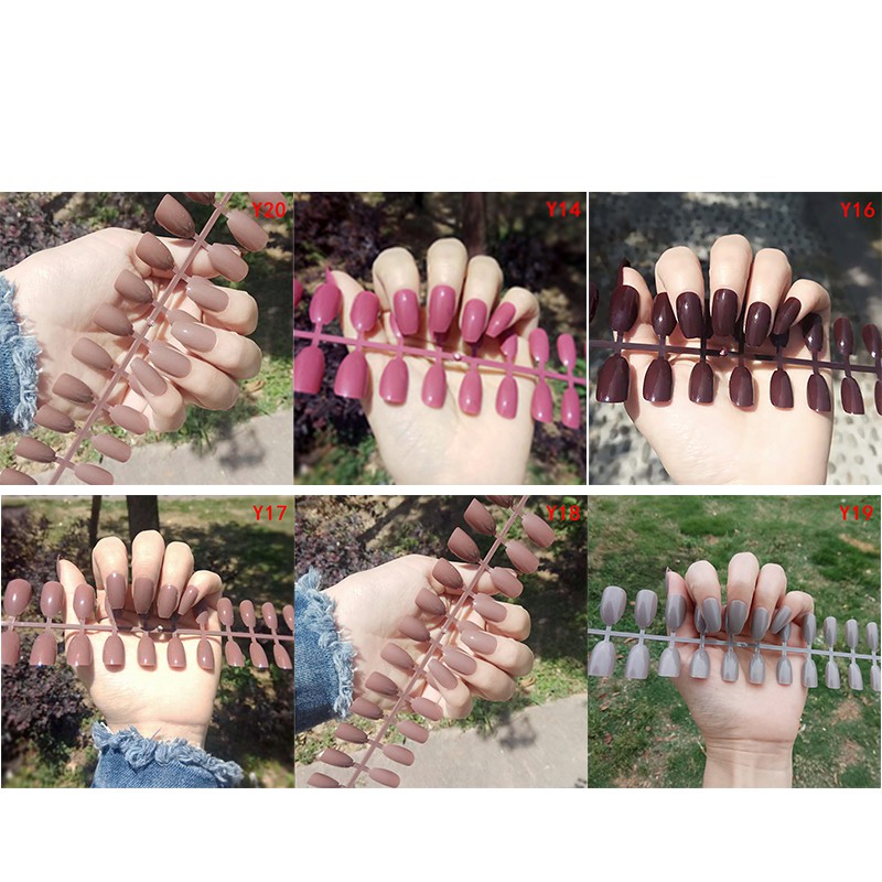 COD 24Pcs Kuku Palsu Bahan Akrilik untuk Nail Art