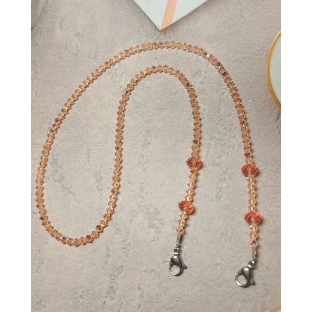 Tali Masker / Strap Mask Full Swarovski Peach