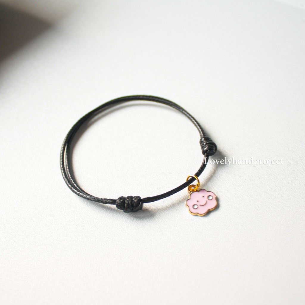 Gelang Sahabat Karaketer Awan Lucu Liontin Simple Tali Waterproof dan Lembut Tiga Pilihan Warna Couple Bestie Charm Enamel Epoxy