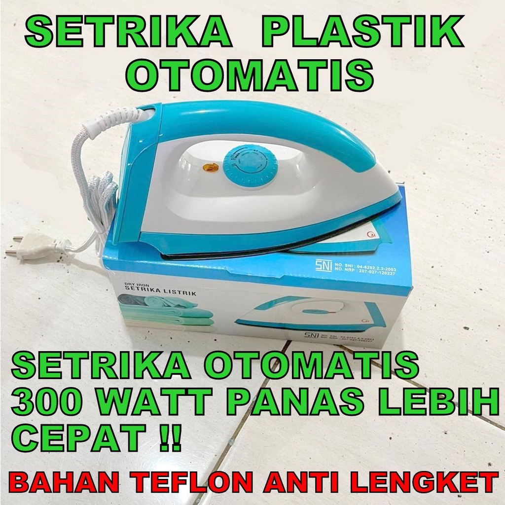 Setrika plastik otomatis anti lengket/ setrika anti lengket/ setrika otomatis/ dry iron setrika bagus premium